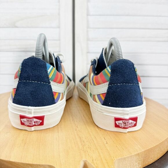 Vans SK8 Low Reissue Retro Stripes Lace Up Sneakers Blue Multi 8 Men 9.5 Women - Picture 6 of 10